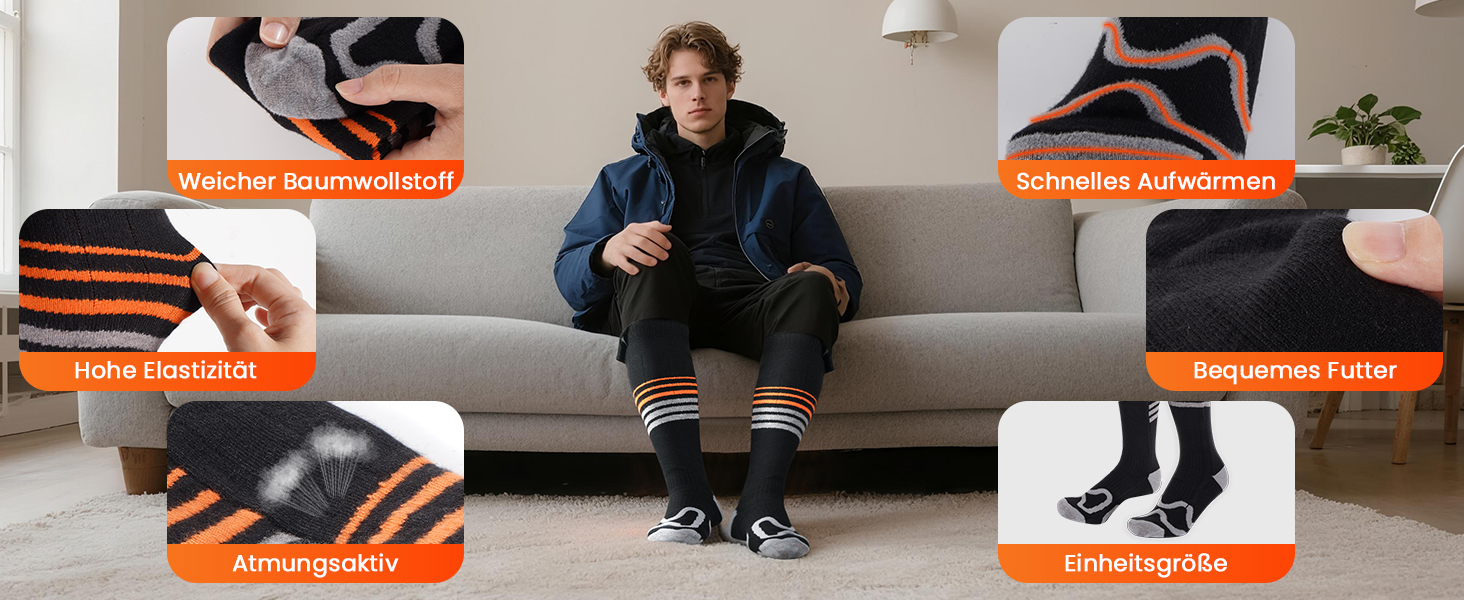 Електричні гріючі шкарпетки LAMA 6000mAh, унісекс, для зимових видів спорту та відпочинку на природі