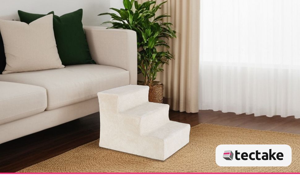 Сходинка для тварин tectake®: для собак та котів, допомога у підйомi, знімний чохол, плоскі сходинкі, для софи, ліжка, авто (7 x 45 x 4,5 см)