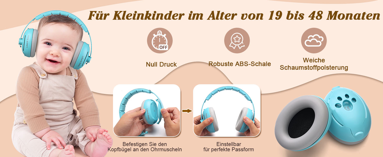 Навушники для захисту від шуму Lilian&Gema для немовлят - 2 в 1, блакитні