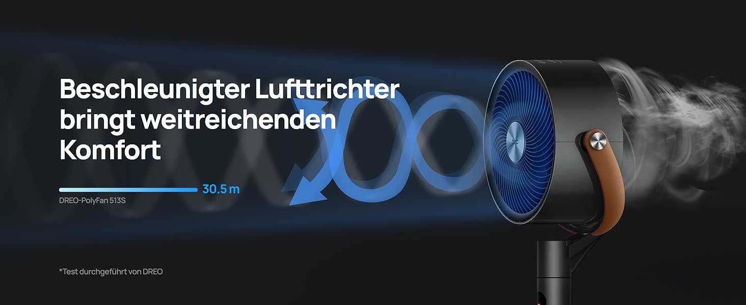 Dreo PolyFan 513S: Тихий розумний вентилятор з широким охопленням та 6 режимами (білий/чорний)