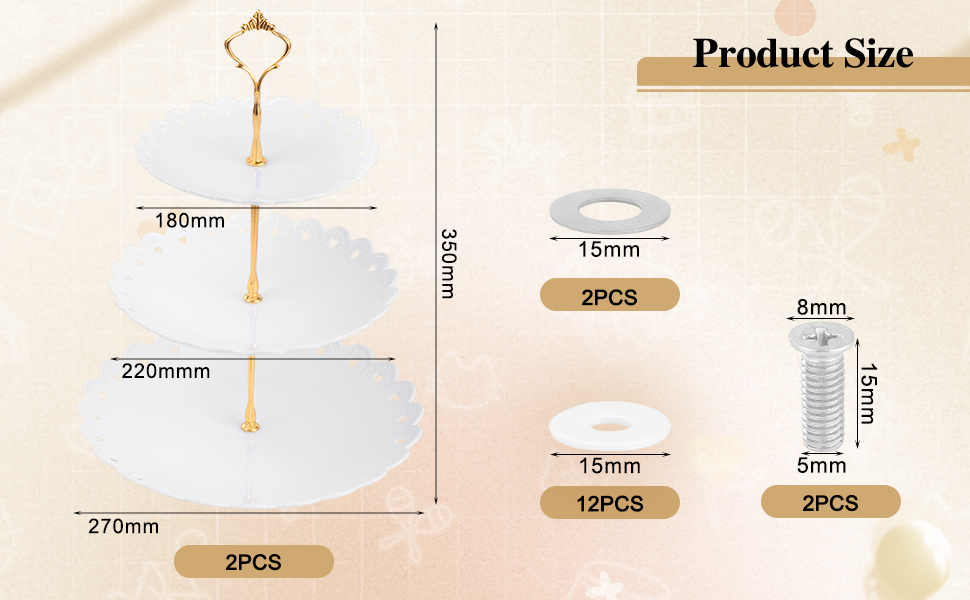 Трирівнева підставка для капкейків, десертів, фруктів та солодощів. Підходить для святкування: Весілля, День народження, Хрещення. Чорно-білий колір, пластик.
