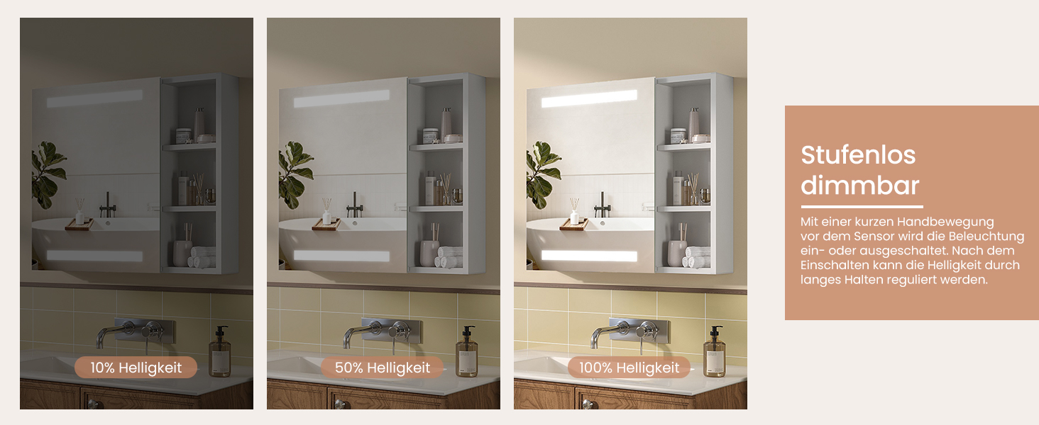 Дзеркальна шафка для ванної кімнати AQUABATOS з розеткою, підсвічуванням LED, 50x70 см. Шафка для ванної кімнати з дзеркалом, інфрачервоний сенсор, регулювання яскравості, протизапітніння, холодний білий колір світла (Тип 07L)