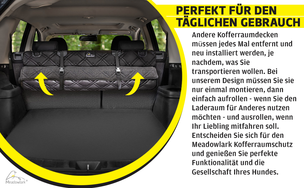 Захист для багажника автомобіля Meadowlark для собак, важкий, водовідштовхувальний, з боковим захистом, чорний. Захищає багажник та бампер від подряпин, шерсті, бруду.
