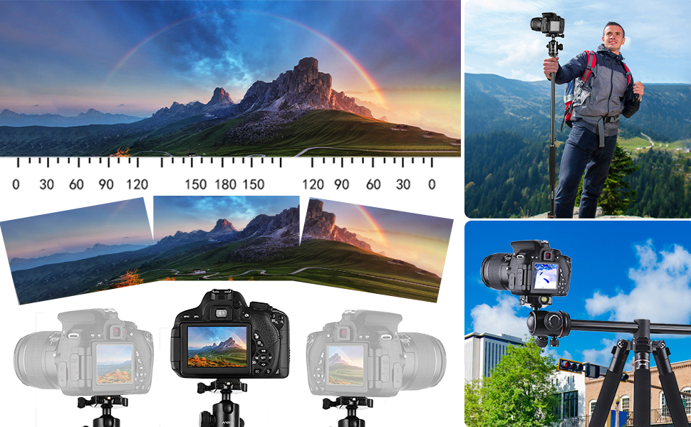 Штатив Andoer 2-в-1 з алюмінію, 200 см, для камери, з кульковою головкою 360°, вантажопідйомність 8 кг, з сумкою для подорожей