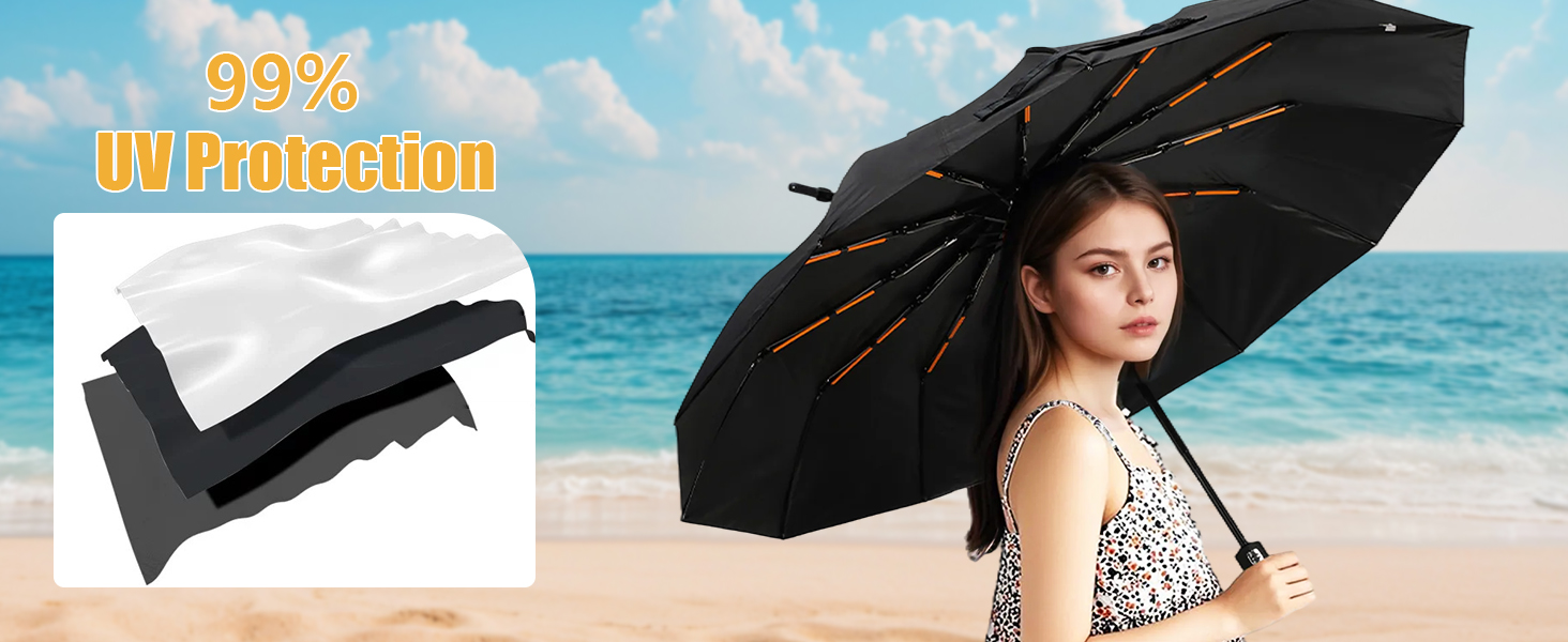 Автоматичний парасолька Romon, стійкий до вітру, компактний, захист від UV, ідеальний для подорожей, високоякісний, з кнопковим відкриванням