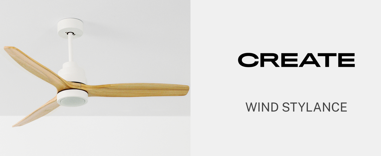 Вентилятор стельовий WINDSTYLANCE Natural Wood з підсвіткою, білий, дерев'яні лопаті, Wi-Fi, пульт, 40W, Ø132 см, літній/зимовий режим
