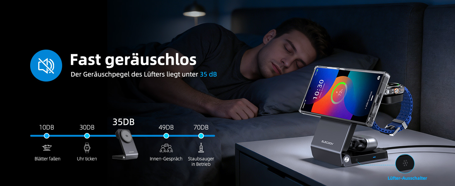 Магнітна бездротова зарядка Samsung з активним охолодженням 3-в-1 для Galaxy S26 Ultra, Watch 8 та Buds 4. Складана Qi зарядка для Android сірого кольору