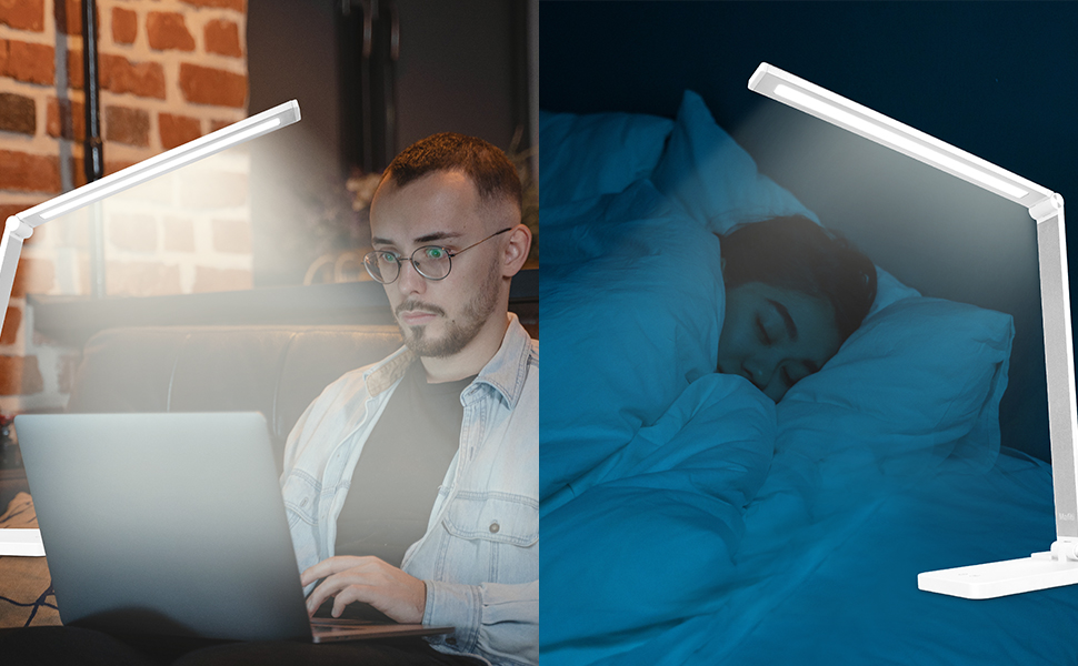 LED лампа настільна диммерна, 5 кольорів та 3 рівні яскравості, для читання, дітей, офісу, USB-порт, чорна (MT-856)