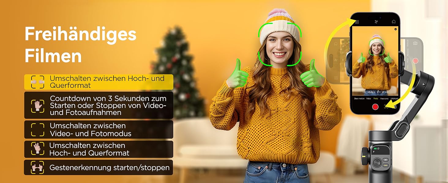 Стабілізатор для смартфона AOCHUAN X2: 3-осьовий гімбал з OLED-дисплеєм та 7.8-дюймовою штангою, чорний