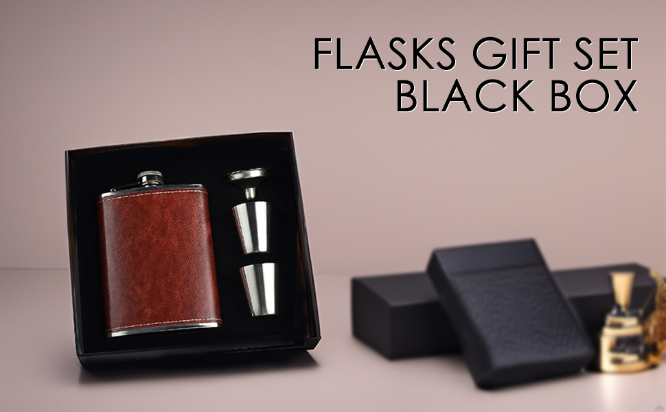 Фляга шкіряна 8oz Braun для чоловіків та жінок, комплект з воронкою та 2 склянками, шкіряний чохол, для віскі/водки, ідеально для подорожей та подарунків