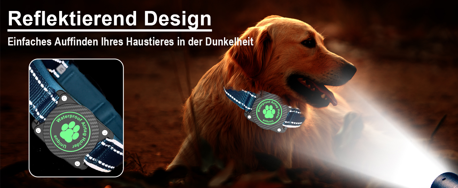 Світловідбиваючий нашийник для Apple AirTag для собак, регульований, водонепроникний, для малих, середніх та великих собак, L (32-43.5 см), фіолетовий