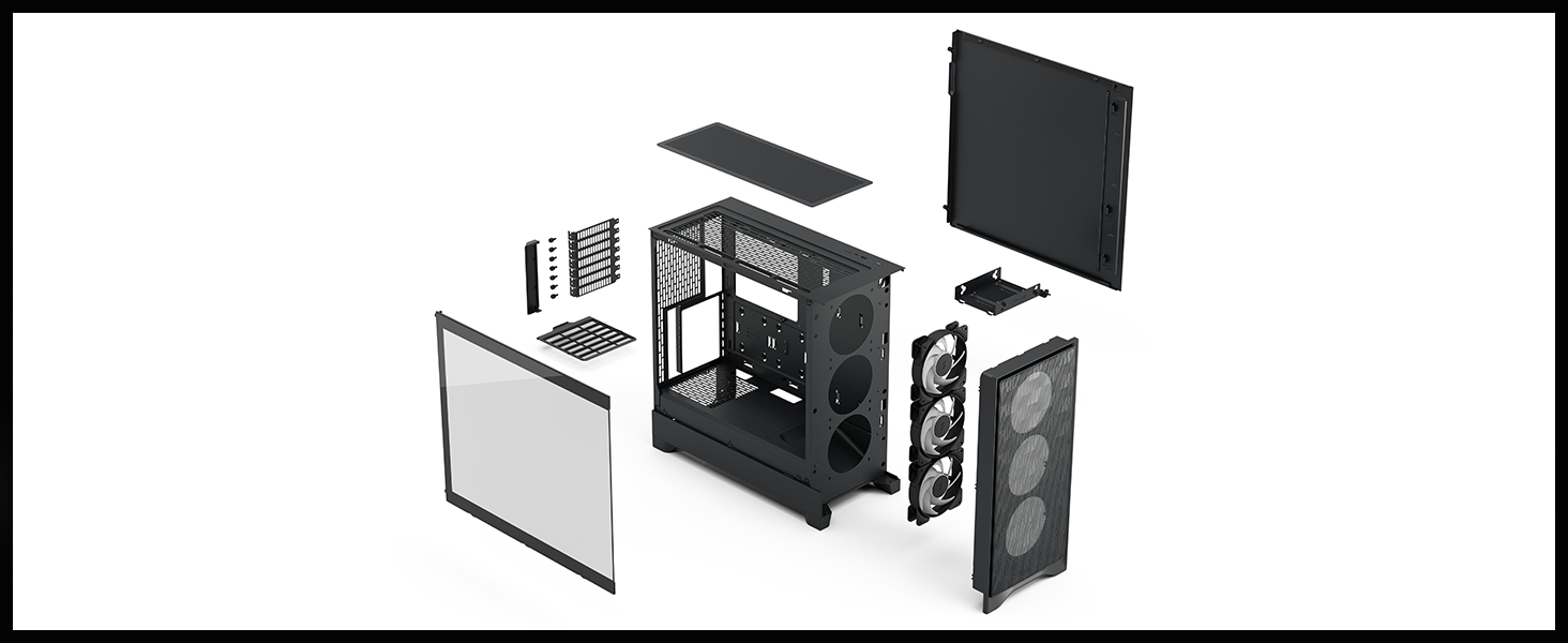 Корпус для ПК Fractal Design Pop Air 2 Black TG Mesh ATX, 3x 120 мм вентилятори, чорний, загартоване скло
