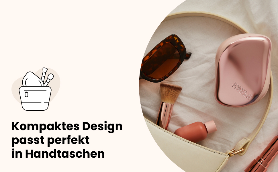 Тізер Tangle Teezer Compact Styler – Щітка для розчісування мокрого та сухого волосся. Підходить для всіх типів волосся. З захисною кришкою. Чорний & Рожеве золото