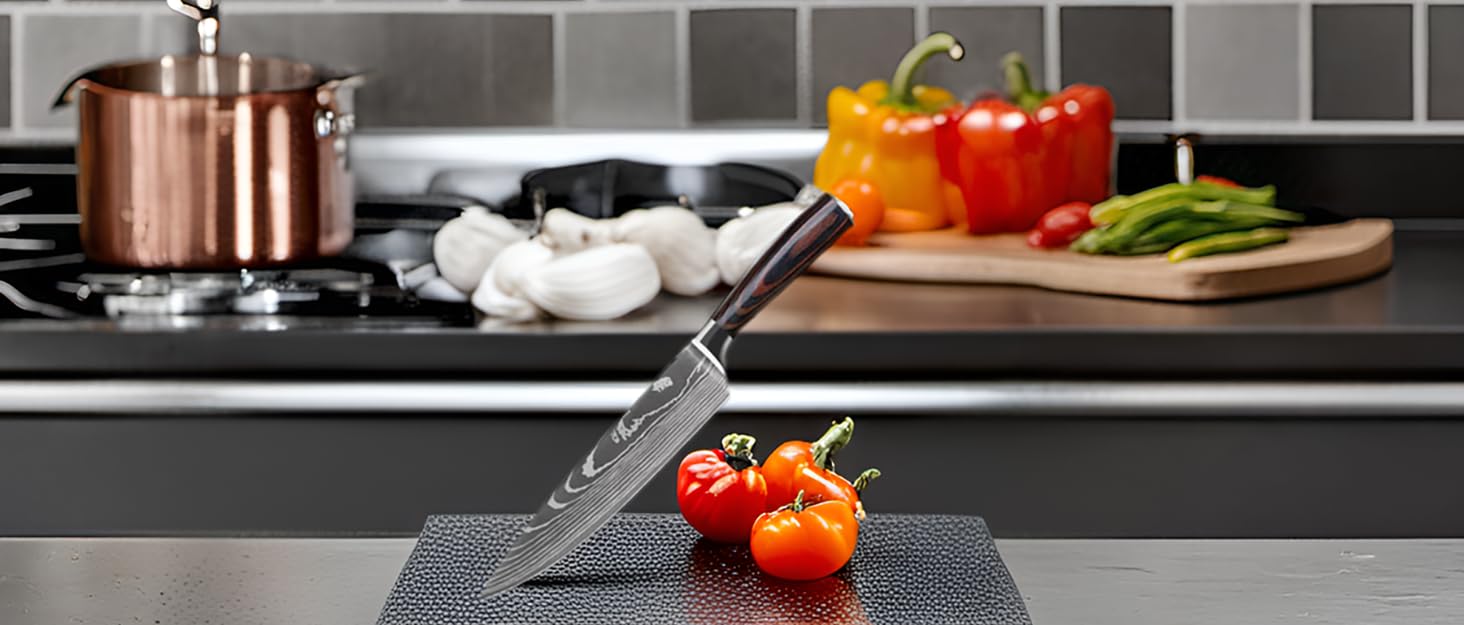 Набір кухонних ножів Camkum 3 шт: кухонний ніж, ніж Nakiri, ніж для фруктів. З нержавіючої сталі EN1.4116, подарункова упаковка