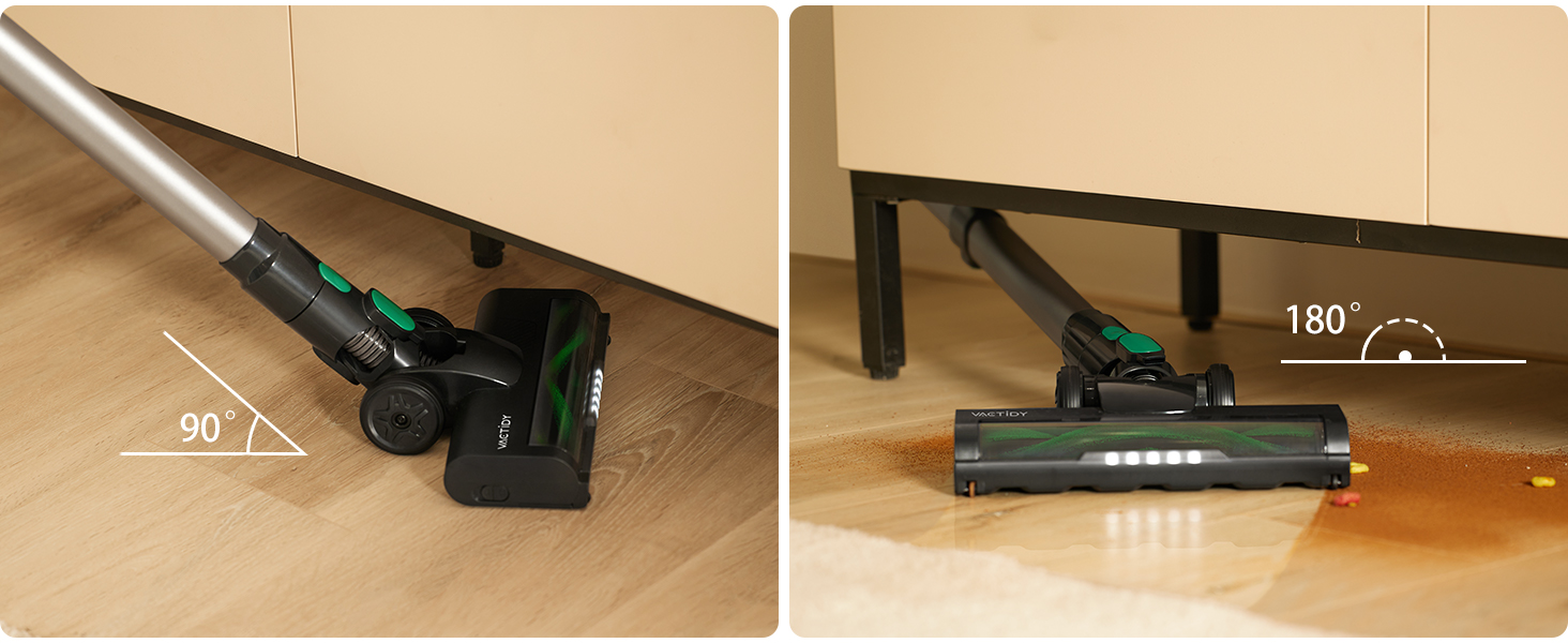 Бездротовий акумуляторний пилосос Vactidy V9 з LED-підсвічуванням, 30KPa, до 45 хвилин роботи, для видалення шерсті тварин, твердих поверхонь та килимів, чорний