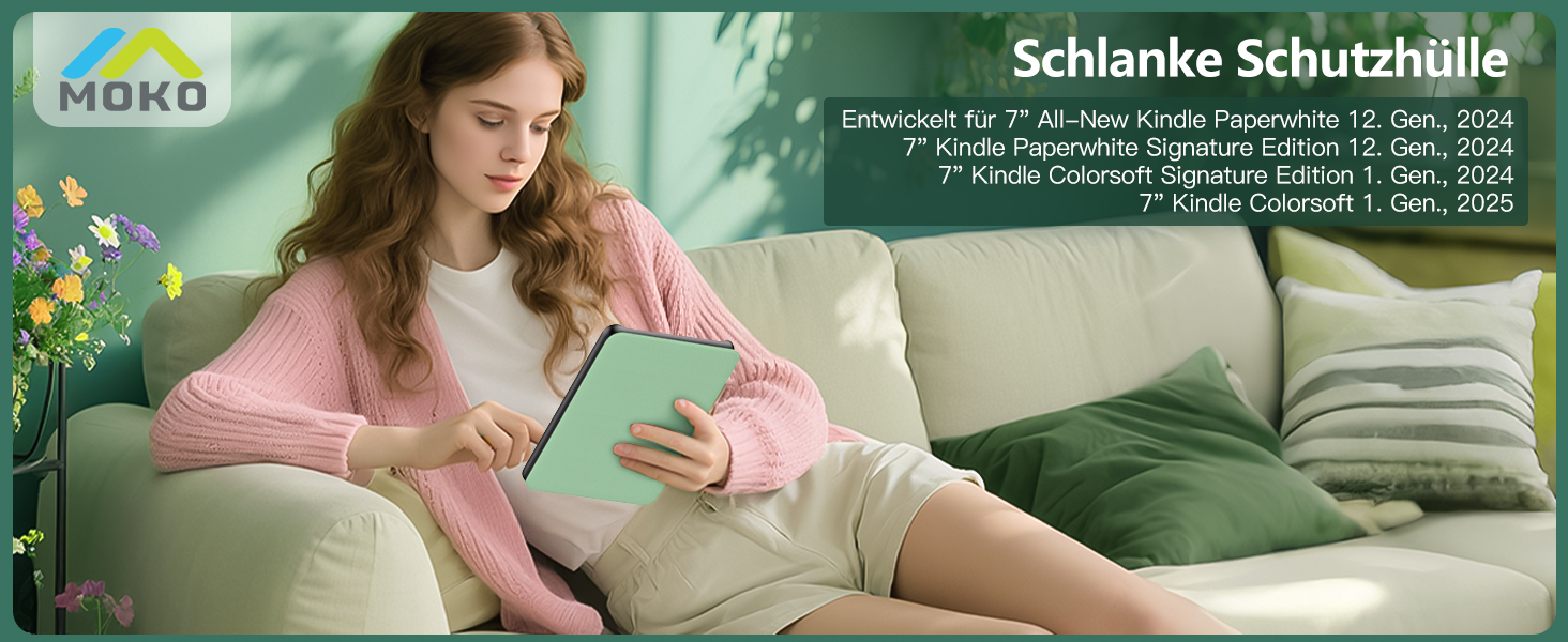 Чохол для Kindle Paperwhite 2024 (12-го покоління) та Kindle Colorsoft Signature Edition 2024, MoKo, Джинсовий зелений, Auto Wake/Sleep