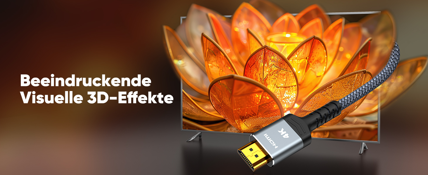 HDMI кабель SNOWKIDS 4K 2 метри: Nylon, Ethernet, Audio, Золочені коннектори, сумісний з HDTV, Laptop, Blu-ray, Soundbar, Monitor, PS-5, X-box