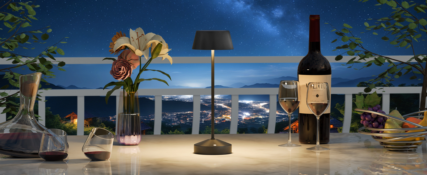 Світлодіодні настільні лампи сонячні LED 2 шт. для вулиці 3000K з сенсорним вимикачем, акумуляторні, димовані, IP44 для кемпінгу, саду, балкону, тераси