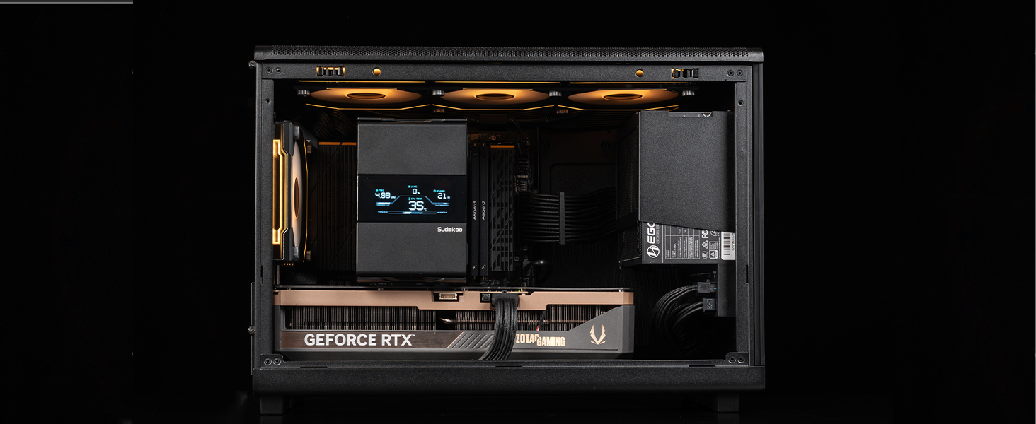 Система охолодження CPU Sudokoo SK700V AM5: Кулер для ПК з дисплеєм, 120мм вентилятор, 7 heatpipes, сумісний з AM5, безперешкодний доступ до RAM, 5 років гарантії, чорний