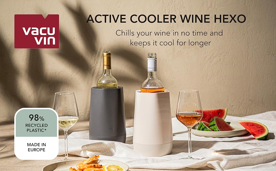 Vacu Vin Weinkühler Elegant: Ізольований охолоджувач для вина з акумулятором, нержавіюча сталь, Graphit (Hexo)