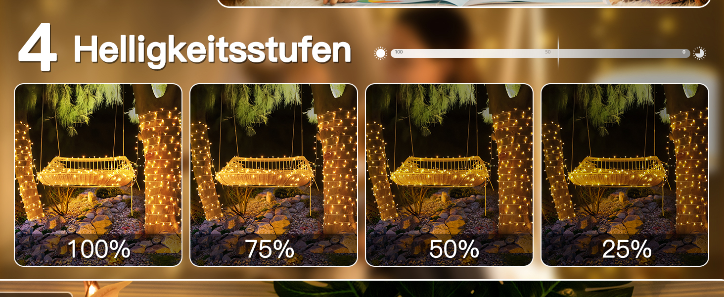 Ланцюжок прикрас Hopexy 10 метрів, 100 LED, тепле біле світло, з пультом, таймер, IP44, 8 режимів, для дому, саду, балкону, весілля, кемпінгу