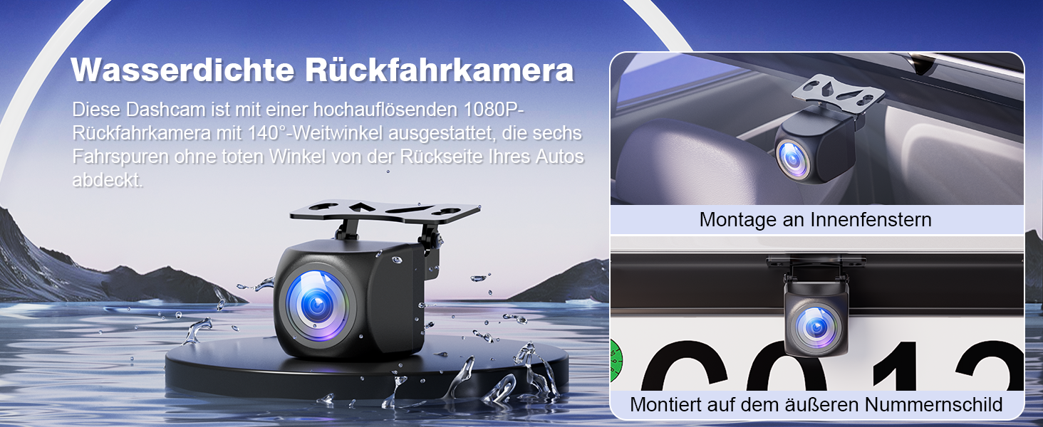 Відеореєстратор Chortau 4K+1080P з WiFi, 64GB, паркувальний режим, Super Night Vision, WDR, 170° та G-Sensor, чорний