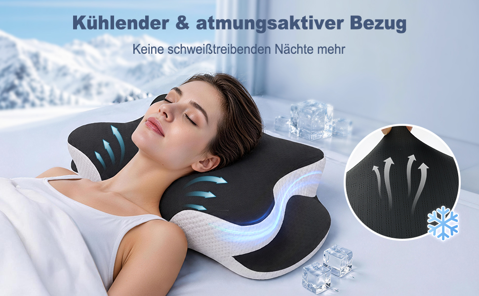 Ортопедична подушка з Memory Foam для сну на боці, спині та животі. Чорна, з дихаючим знімним чохлом
