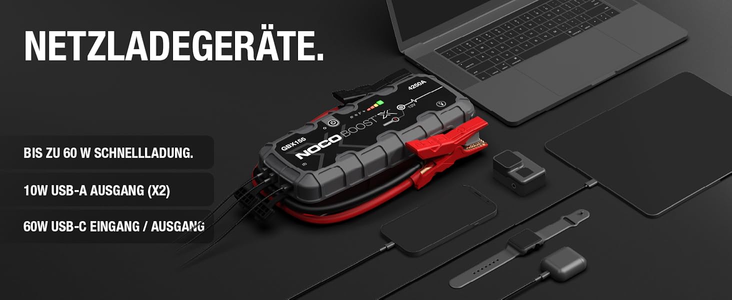 Бустерний пускач NOCO Boost X GBX155 4250A для автомобілів (бензин до 10.0L, дизель до 8.0L) — Потужний Powerbank для запуску двигуна