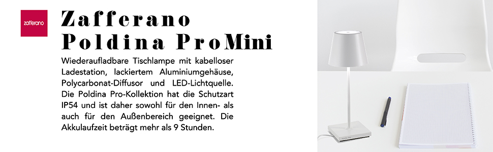 Zafferano Poldina Pro Mini – Бездротова настільна лампа, сенсорне керування, для дому та саду, 30 см, колір пісок