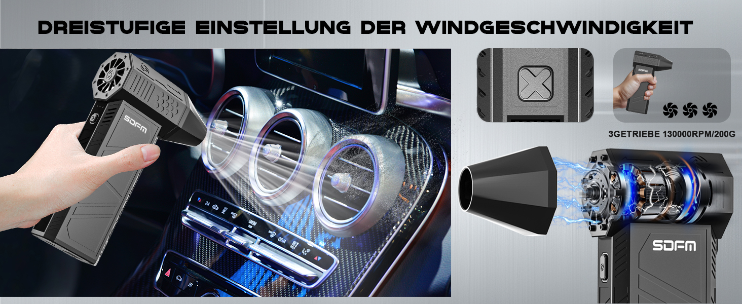 Електричний пилосос для чищення повітряним струменем X3Max-Black: Комплект для чищення ПК, електроніки, диванів, авто