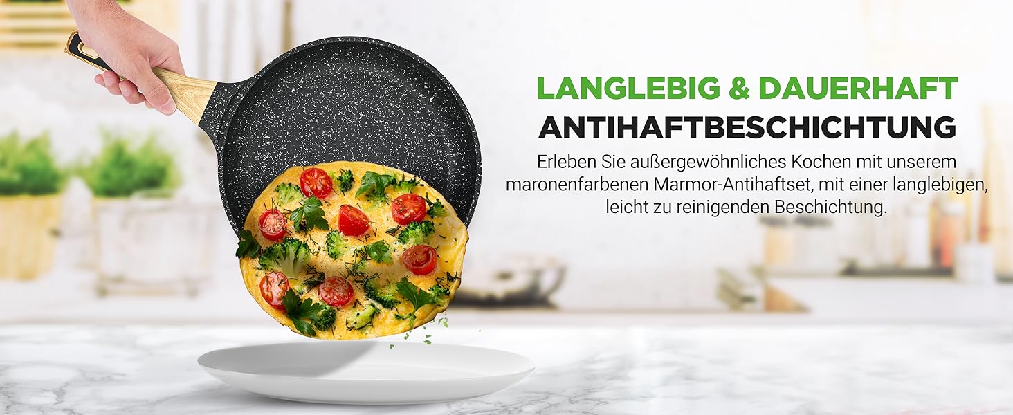 Набір посуду NutriChef 22 предмети антипригарний мармуровий – сковороди, каструлі, кухонне приладдя, форма для випічки, рукавиці, для індукції, посудомийна машина