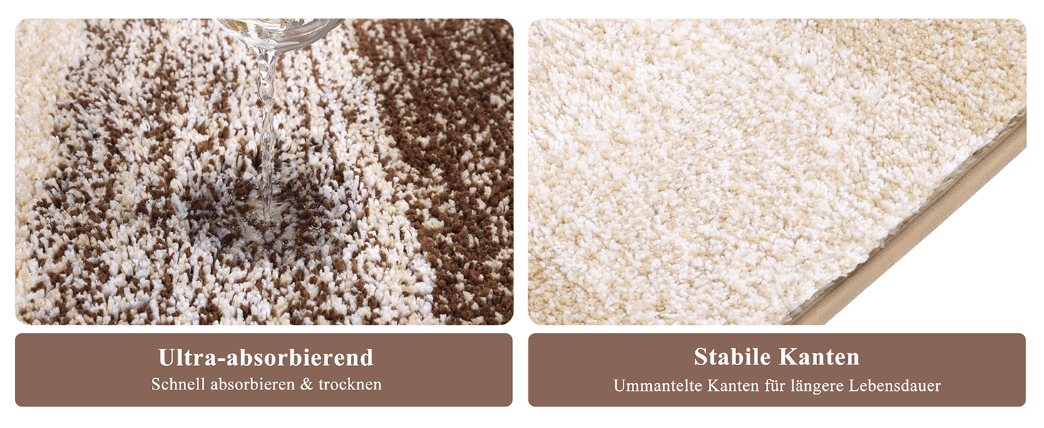 Enyhom 3-Piece Microfiber Bath Mat Set - Non-Slip Bathroom Rugs & Toilet Mat Set (Coffee, 45x65cm, 50x80cm, 50x60cm)