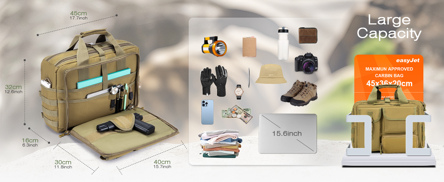 SPAHER Work Bag for Men Laptop Bag 14/15.6/17.3 Inch Messenger Bag Pilot Bag Briefcase Men Tactical Bag Military Bag Carry Bag Shoulder Bag for Men