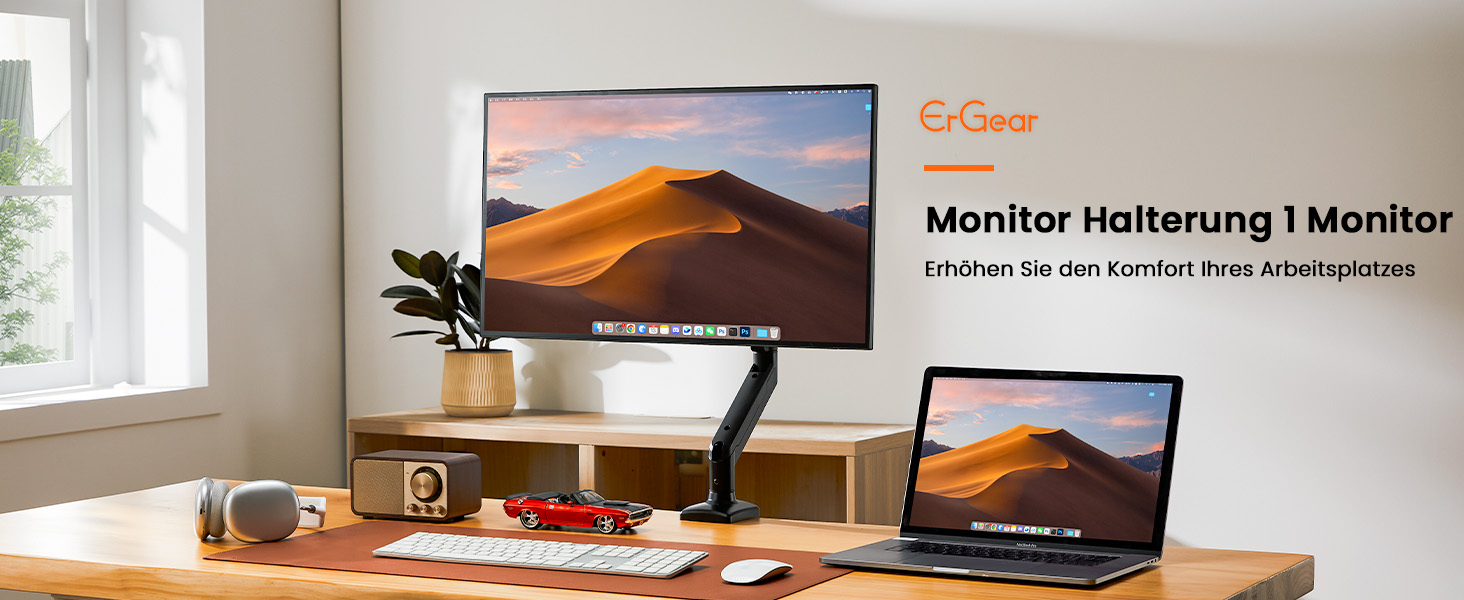 Кріплення для монітора ErGear 13-34 дюйми, до 10 кг, VESA 75/100, гнучка підставка для ігор