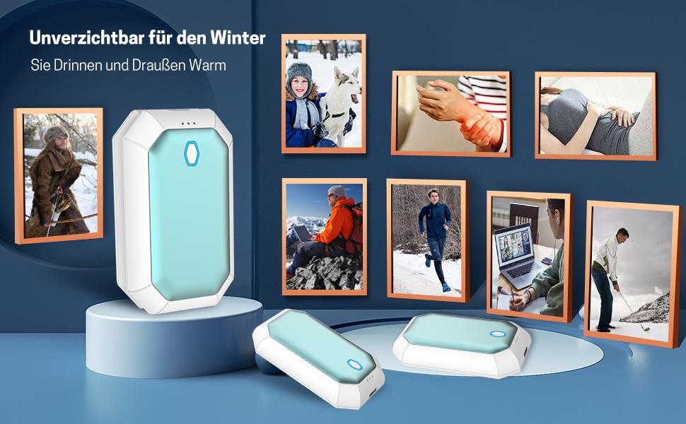 Електричні грілки для рук, 2 шт., 4000mAh, портативні, для активного відпочинку, кемпінгу, полювання, гольфу, зимові подарунки для жінок, чоловіків, сімей (блакитний)