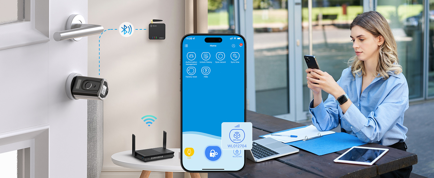 Електронний дверний замок WELOCK Touch41 з відбитком пальця, Wi-Fi, Bluetooth, RFID, IP65, для дверей 50-100 мм, сумісний з Alexa