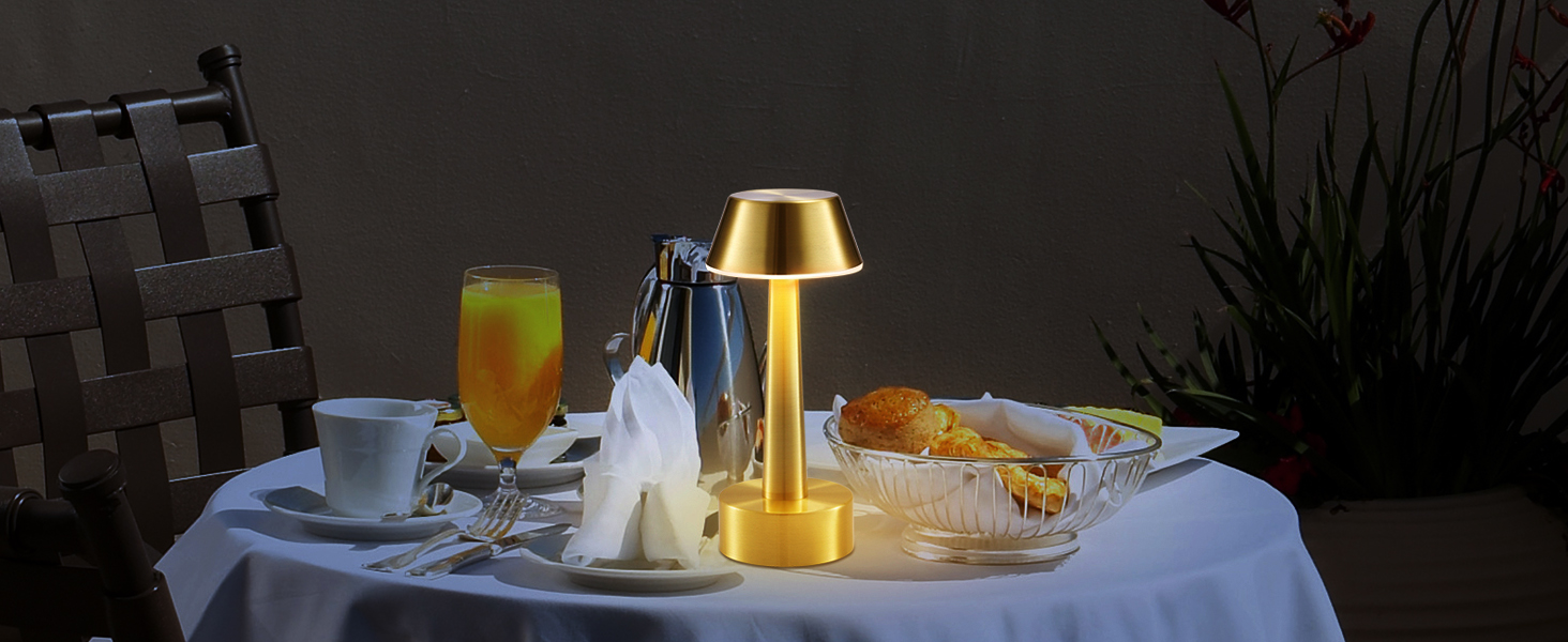 Бездротова лампа OCEST USB, акумуляторна настільна лампа для дому та саду, 3 кольори, сенсорне регулювання яскравості, золота