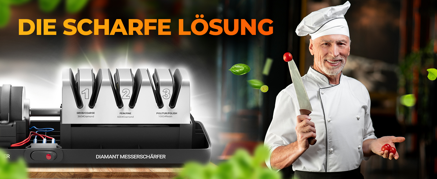 Електричний точило для ножів AUSTEIN® Diamant TG2202 - 3 фази, 20 градусів, з магнітним збором стружки