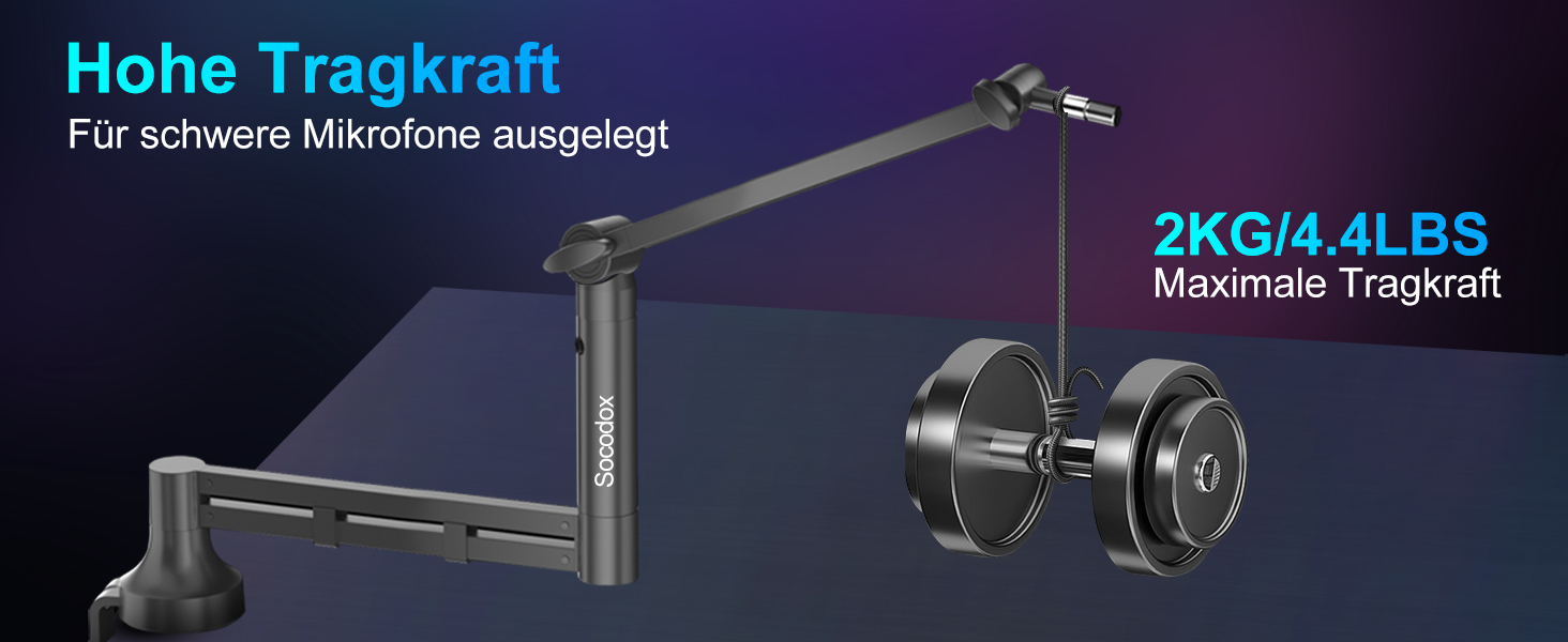 Низькопрофільний мікрофонний важіль, міцний тримач для мікрофону з кріпленням до столу 7 см, адаптери 3/8' та 5/8', для Blue Yeti, подкастів, геймінгу, вантажопідйомність до 2 кг, чорний