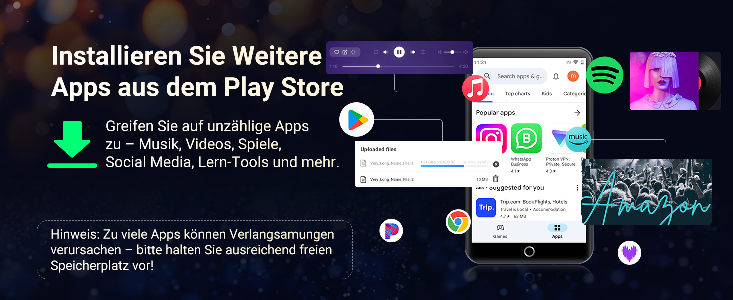 MP3 плеєр Mechen 160GB з Wi-Fi, Bluetooth, Android 13, 4