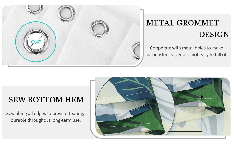 Штора для душу 180x180 см, зелена з квітами та пташками, антигрибкова, водонепроникна, поліестер, з кільцями (12 шт.)