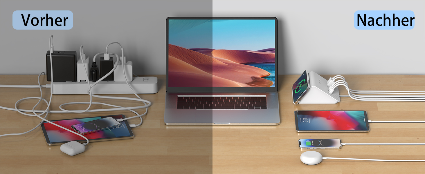 Багатопортова USB зарядка POANES 25W - зарядний станція на 4 порти для iPhone, Samsung, LG, Huawei та інших пристроїв (чорний)