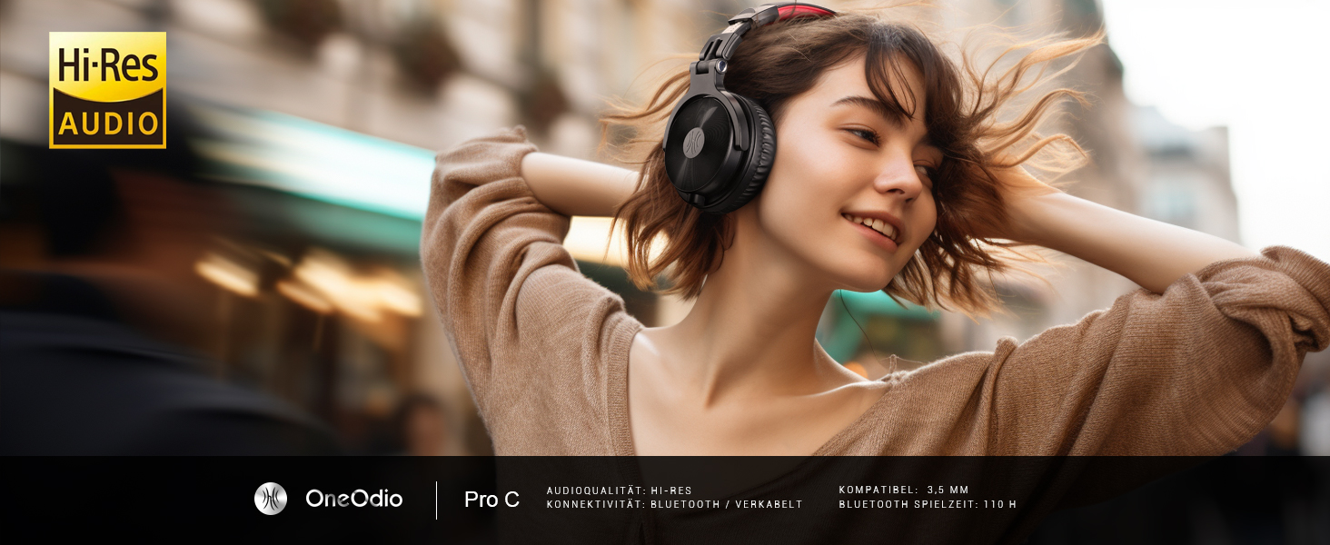 OneOdio Бездротові навушники Over-Ear Bluetooth з Bluetooth 5.2, 50мм драйвер, Hi-Fi Stereo, складні, з мікрофоном для ноутбука/телефону/ПК - Червоні