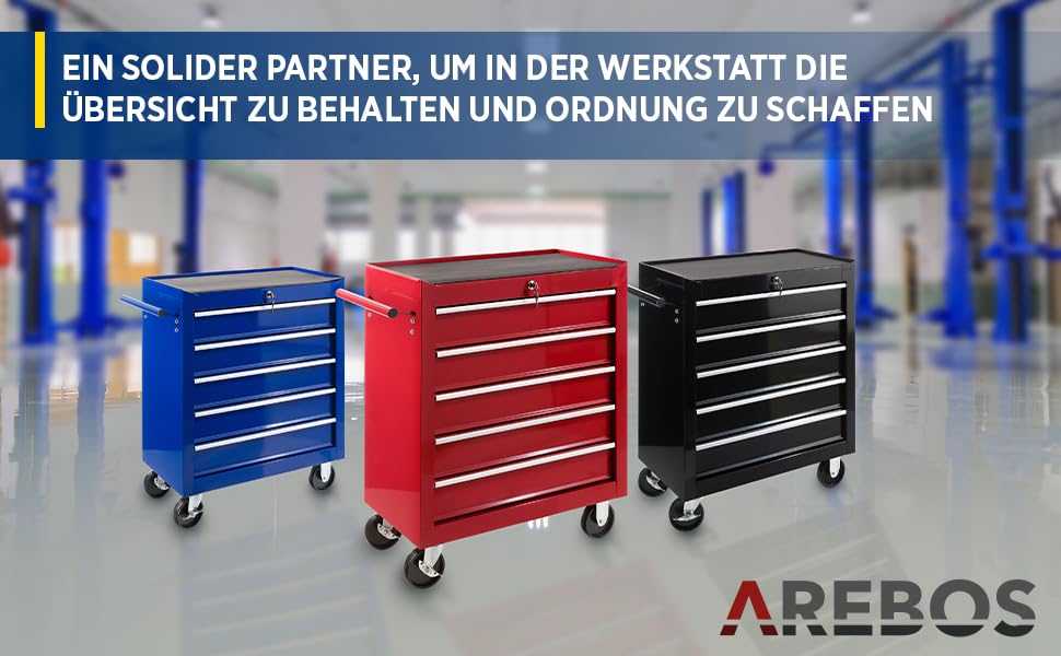 Arebos 5-Compartment Tool Trolley