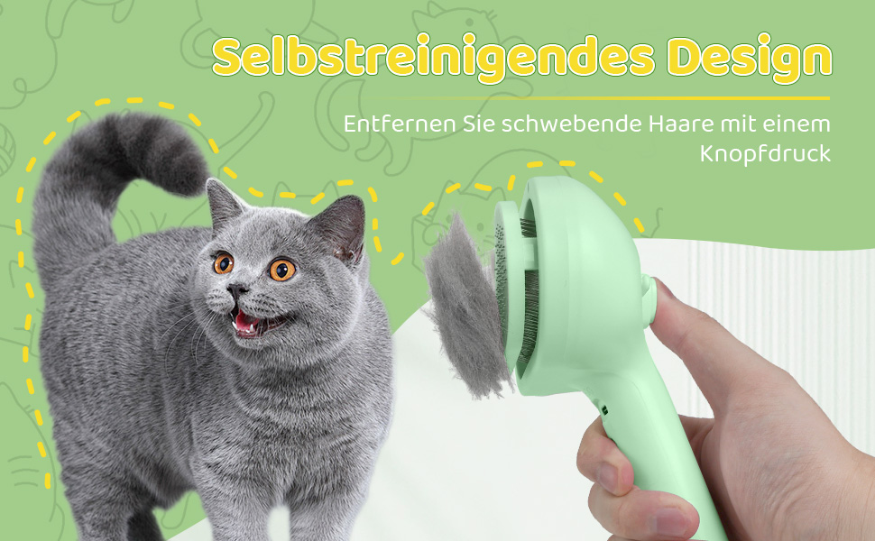 Щітка для котів і собак з парою, щітка для видалення шерсті, гребінець для котів з довгим хутром, білий (зелений)