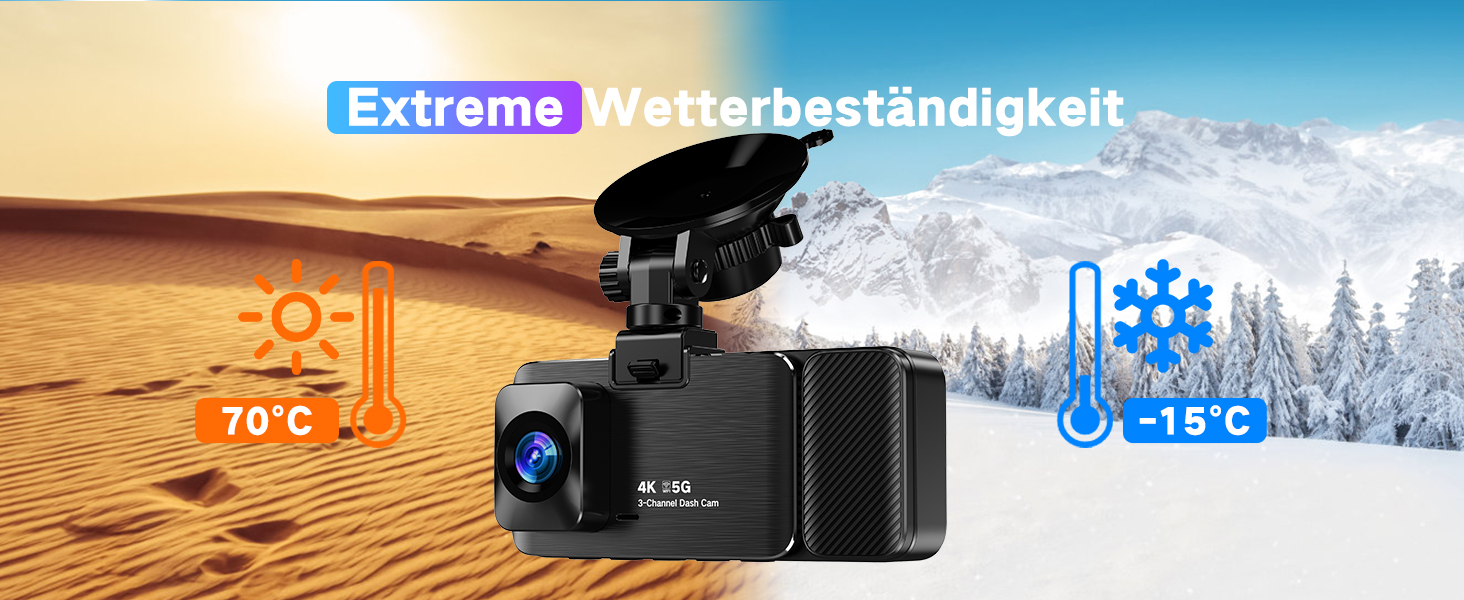 3-канальний автомобільний відеореєстратор 4K (передня, внутрішня та задня камери), кут огляду 170°/150°/150°, нічна зйомка, G-сенсор, циклічний запис, 24гд паркування, карта пам'яті 64 ГБ, чорний