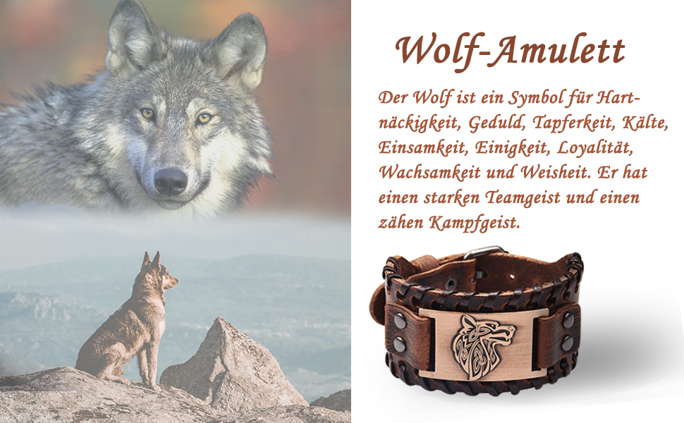 Браунний вовк Фенрір: шкіряний браслет у стилі кельтського косплею, регульований (18-22.5 см)