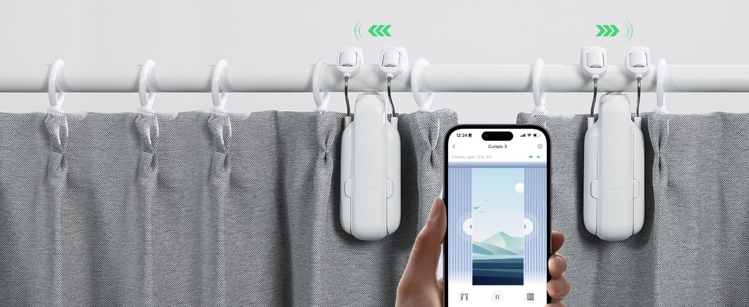 Розумний автоматичний відкривач штор SwitchBot Curtain 3 для карниза, з Bluetooth, керуванням через додаток, таймером, потужний мотор, сумісний з Alexa та Google Home (потрібен SwitchBot Hub)
