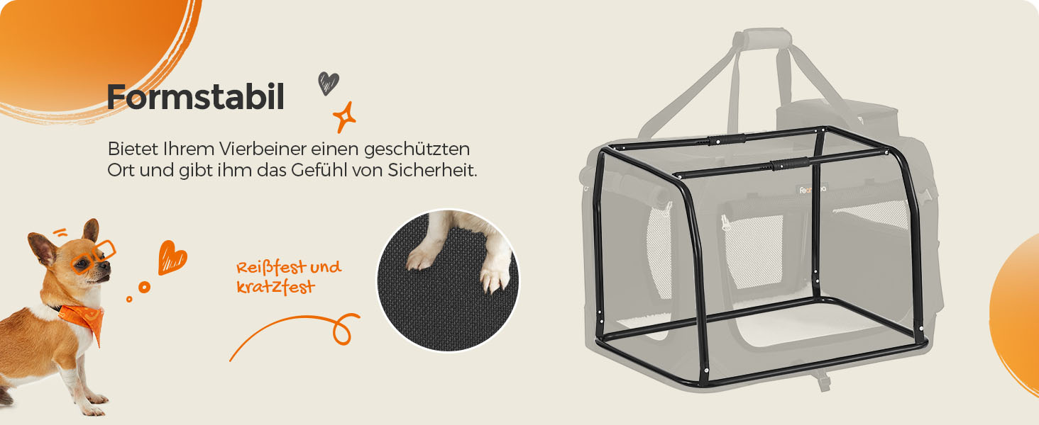 Клітка для собак Feandrea, переноска для собак, чорна, 60 x 42 x 42 см, з ручками та кишенями