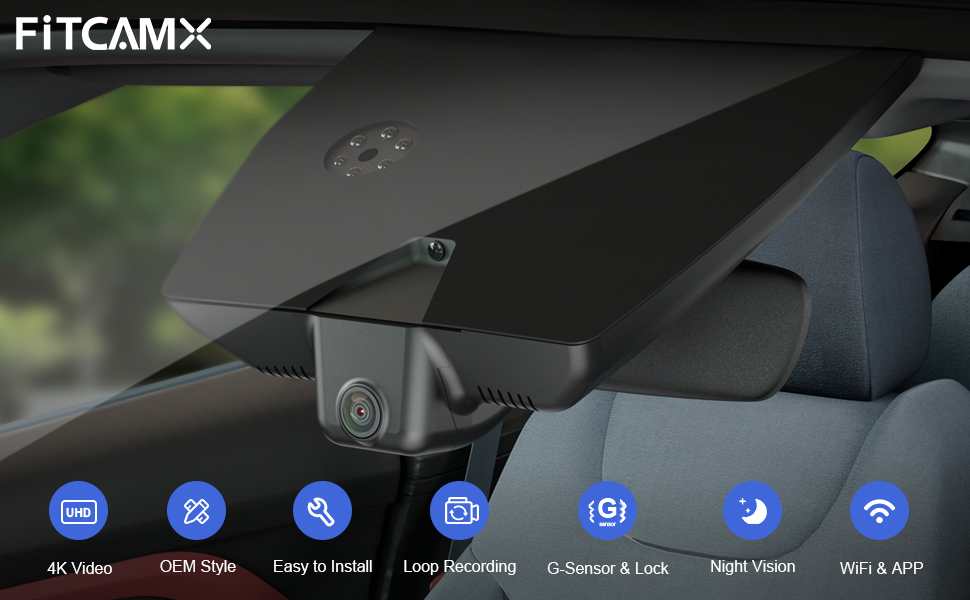 Відеореєстратор Fitcamx 4K UHD для Hyundai IONIQ 5 (2022-2024) SEL Limited з автозатемненням дзеркала, WiFi, нічна зйомка, G-сенсор, 64GB, Plug & Play